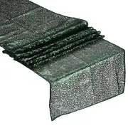 Dark Green Table Runner 108" x 12", Long Shining Sequin Table Runner