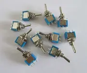 10pcs Blue Guitar Toggle Mini Switch SPDT 3 Pin 3-Way ON/OFF/ON Car Boat Switch