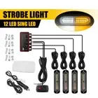 4x 12LED Strobe Light Bar Car Truck Flashing Warning Hazard Beacon Amber/White J