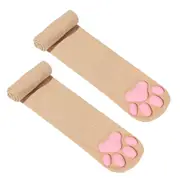 ANYSOX 1 Pair Beige Free Size Women High Socks Stockings Lingerie 3D Cat Claw Long Socks Thigh High Compression Stockings