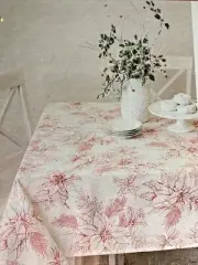 NEW Benson Mills Christmas Glistening Winter Fabric Metallic Tablecloth 60 x 120