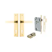 Iver Bronte Door Lever Handle on Chamfered Backplate Entrance Kit Key/Key