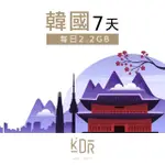 【KARDEAR】韓國7天SIM卡 每日2.2GB高速流量 降速吃到飽(韓國網卡 支援熱點分享)