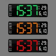 LED Digital Wall Clock Temperature Date Display Alarm Clock Home Decoration 13