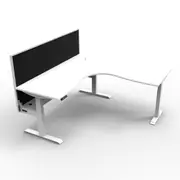 Corner Workstation With Screen And Cable Tray Natural White And White