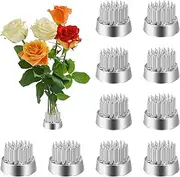 WUWEOT 12 Pack Kenzan Ikebana Flower Frogs, 0.9 Inch Flower Spiky Frog Japanese Pin Frog, Sliver Floral Fixed Tools, Metal Flower Arrangement Holder for Small Vase