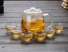 7 Pc Tea Set Penguin Style Infuser Teapot 600ml + 6 Mini Sized Tea Cups 30ml