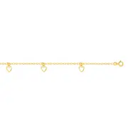 9ct Gold 14cm Triple Open Heart Solid Trace Bracelet