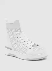 GUESS Women's White Logo Mannen High Top Sneakers Size: 10