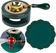WARFEL Wax Seal Kit With Furnace, Spoon, and Silicone Pad for Melting Beads or Sealing Sticks (Green)