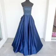 Sherri Hill Navy Blue Strapless Ballgown Dress Pageant Evening Gown Size 4 NWT