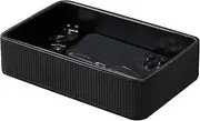 Cretkhp PU Leather Valet Tray Organizer, Modern Desktop Storage Tray for Nightstand Bedside Table, Decorative Perfume Organizer Table Storage for Vanity Dresser Bathroom Bedroom (Black, Rectangular)