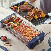 Bear Electric BBQ Grill, 2-in-1 Smokeless Electric Grills with Removable Grill & Non-stick Baking Pan, Portable Korean BBQ, Knob Temperature Control, 2000W, Dishwasher Safe