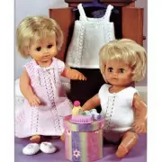 Vintage Doll Knitting Pattern Glenwell #624 Wardrobe 12-24” Baby Doll 4+8 Ply