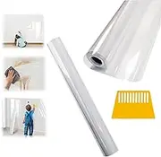 Electrostatic Absorption Wall Protective Film, Clear Vinyl Adhesive Countertop Covering, Clear Contact Paper Peel and Stick Backsplash for Kitchen 45x1000CM,Oil Proof Wall Kitchen Stickers