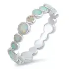 Eternity White Lab Opal Stackable Ring New .925 Sterling Silver Band Sizes 4-10