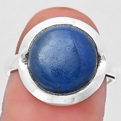 Natural Blue Quartz 925 Sterling Silver Ring s.8.5 Jewelry R-1059
