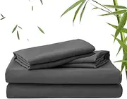 LINENOVA 2000TC Bamboo Bed Sheets King Single – Ultra Soft 3 Piece Sheet Set, Deep Pocket 40cm, Natural Breathable & Sweat-Wicking, Ideal for Hot Sleepers (Dark Grey)