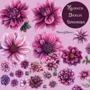 Magenta Dahlia Junk Journal Ephemera Die Cuts, Scrapbook Junk Journal Tags
