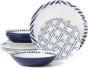 Oneida Harbour Piece Dinnerware Set, 12 Count, White, Back to College, Dorm Essentials