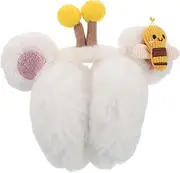 [MOTHNUR] Little Bee White Ear Muffs Winter Ear Muffs Ear Muffs for Winter Ear Warmer Headband Cute Ear Muffs Ear Muffs for Winter Women Plush Earmuff Plastic