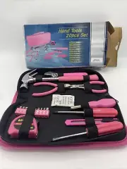 20 Piece Pink Tool Set, Mini Tool Box for Women, Home Tool Kit with case.