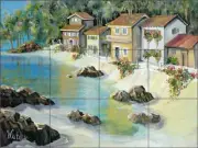 Tropical Tile Backsplash Whitney Bahamas Art Ceramic Mural POV-TWA030