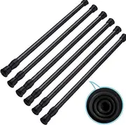SIQUK 6 Pack Cupboard Bars Adjustable Spring Tension Rods Black Refrigerator Bar Extendable Rod for DIY Projects, 12 to 20 Inches