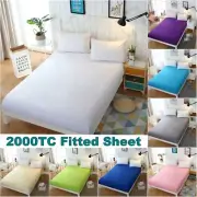 2000TC Brushed Microfiber Bed Fitted Sheet Wrinkle Free Single Double Queen King