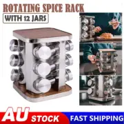Kitchen Rack 12 Jar Revolving Spice Rack Holder Stainless Steel Organiser Shelf