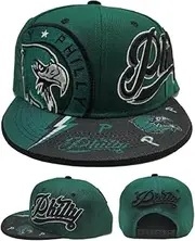 Philadelphia New Leader Premium Thunder Liberty Bald Eagle Philly Green Black Era Snapback Hat Cap, Black, One Size