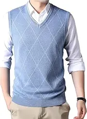 [UPGENT] Men's Knitted Sweater Vests Mens Basic V Neck Sleeveless Pullover Jumper Vest Tops for Home, Sports, Business