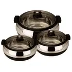Jaypee Glasserol Set Black, Set of 3 Casserole (800+1200+1700 ml)