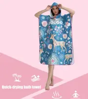 Adult Changing Robe Towels Bath Hooded Quick Dry Beach Surfing Poncho Bathrobe