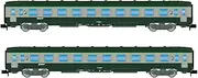 Arnold HN4449 SNCF 2 Pack DEV AO Cart (2 x B10) Green/Grey with Nuille Logo Episode IV Rolling Material - Passenger Coach
