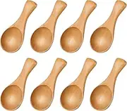 8 Pcs Mini Wooden Spoons, 3.35 Inches Mini Wooden Spoon Handmade Tiny Nature Scoops Salt Spoon Small Wood Teaspoons for Canisters Kitchen Cooking Seasoning Oil Sugar Condiments Spices Salts