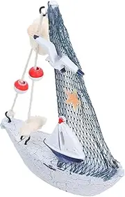 Tofficu Nautical Decor Wooden Boat Model Ornament Home Office Boat Decor Desktop