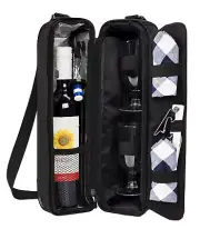 ALLCAMP Wine tote Bag with Cooler Compartment，Picnic Set Carrying Two sets of...