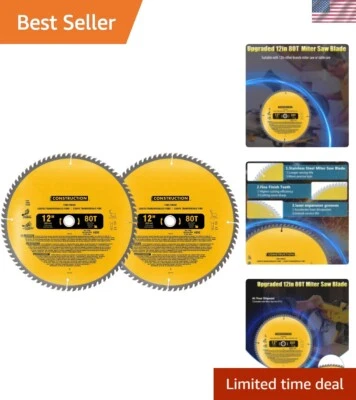 Compatible 12 Inch Miter Saw Blades - 80 Teeth Stainless Steel Set for Dewalt