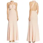 AIDAN MATTOX CUT-OUT HALTER Blush PROM BRIDESMAID GOWN 10 GALA OSCAR OPEN BACK