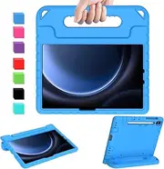 [AVAWO] Kids Case for Samsung Galaxy Tab S9 FE/S9/S8/S7 11 Inch 2023 Case with S Pen Holder, Light Weight Shock Proof Handle Stand Kids Friendly Cover for (Model SM-X510 / SM-X516B),Blue