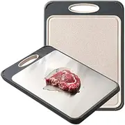 [GUANCI] Cutting Board for Kitchen Double Sided 304 Stainless Steel Chopping Board Food-Grade Stainless Steel and Wheat Straw PP Large Size 16”×11” Easy to Clean
