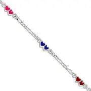 [JewelryWeb] 925 Sterling Silver Solid Polished Spring-Ring Double Love Heart Bracelet 15 Centimeters Lobster Claw 4mm Wide Link-Bracelet