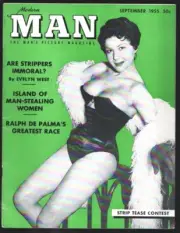 MAG: Modern Man 9/1955-Helene Dana-"Are Strippers Immoral?" by Evelyn West -S...