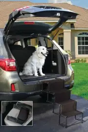 Folding Dog Pet Steps Ramp Stairs Car Boot Portable Ladder Metal Accordion