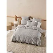 Linen House Ferrara Soft Cotton Quilt Cover with Pillowcases Set Charcoal