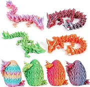 SHUWND 4PCS 3D Printed Dragon Eggs with Dragon Inside,Mini Easter Eggs Articulated Crystal Dragon Fidget Toys,Easter Basket Stuffers,Mystery Mythical Pieces Dragon,3D Printed Animals Toy Set (4PC-E)