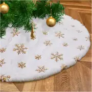 White Faux Fur Tree Skirt Gold Sequin Snowflakes Tree Skirts 24 Inches Mini Chri