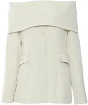 [Zadaos] Women Blazer Slash Neck Single Buttons Long Sleeve Ladies Blazer Coat Women's Suit Jacket