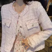 在飛比找momo購物網優惠-【BBHONEY】氣質小香風外套 毛鬚編織女西裝外套(粉/白
